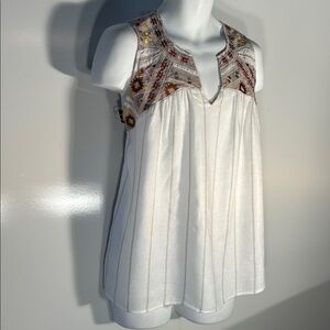Anthropologie One September SZ L Embroidered Top Boho Cottage Core Comfy Loose